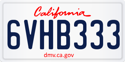 CA license plate 6VHB333