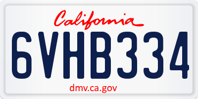 CA license plate 6VHB334