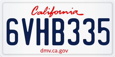 CA license plate 6VHB335