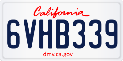 CA license plate 6VHB339