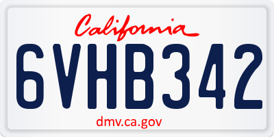 CA license plate 6VHB342