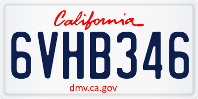 CA license plate 6VHB346