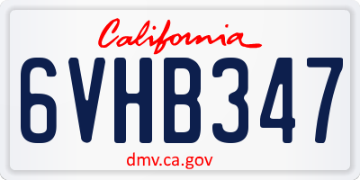 CA license plate 6VHB347