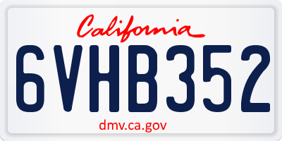 CA license plate 6VHB352