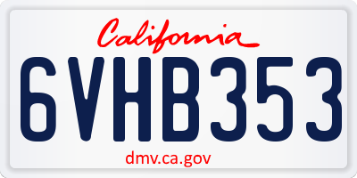 CA license plate 6VHB353
