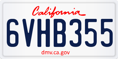 CA license plate 6VHB355