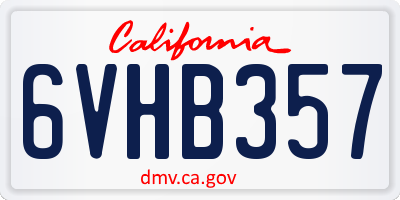 CA license plate 6VHB357