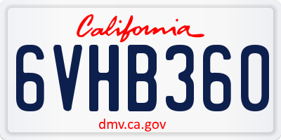 CA license plate 6VHB360