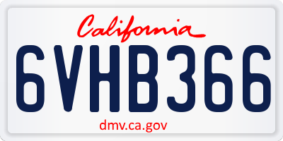 CA license plate 6VHB366