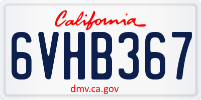CA license plate 6VHB367