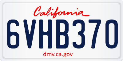 CA license plate 6VHB370