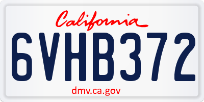 CA license plate 6VHB372