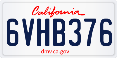 CA license plate 6VHB376