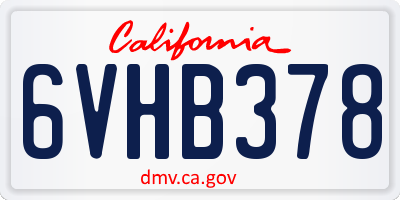 CA license plate 6VHB378