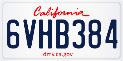 CA license plate 6VHB384