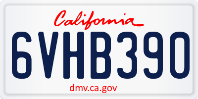 CA license plate 6VHB390