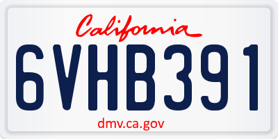 CA license plate 6VHB391