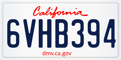 CA license plate 6VHB394