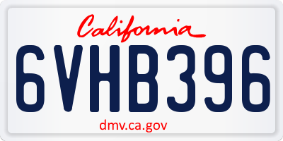 CA license plate 6VHB396