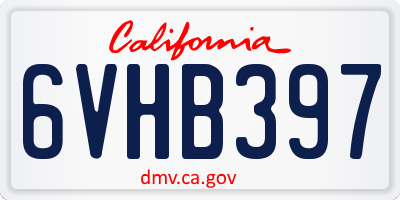 CA license plate 6VHB397