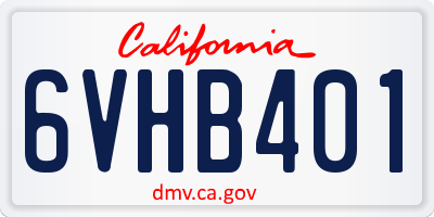 CA license plate 6VHB401