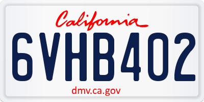 CA license plate 6VHB402