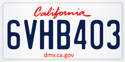 CA license plate 6VHB403