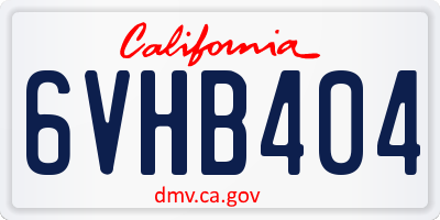 CA license plate 6VHB404