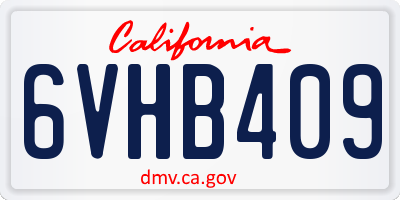 CA license plate 6VHB409