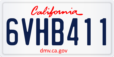 CA license plate 6VHB411