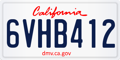 CA license plate 6VHB412