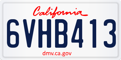 CA license plate 6VHB413