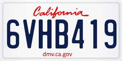 CA license plate 6VHB419
