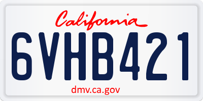 CA license plate 6VHB421