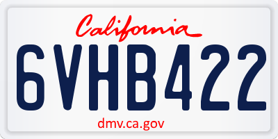 CA license plate 6VHB422
