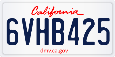 CA license plate 6VHB425