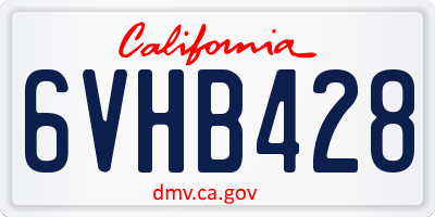 CA license plate 6VHB428