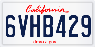 CA license plate 6VHB429