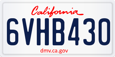 CA license plate 6VHB430