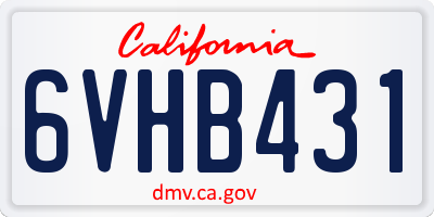 CA license plate 6VHB431