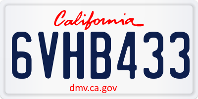 CA license plate 6VHB433