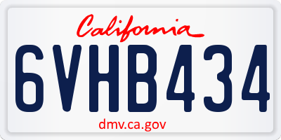 CA license plate 6VHB434