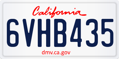 CA license plate 6VHB435