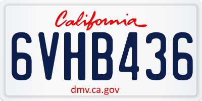 CA license plate 6VHB436