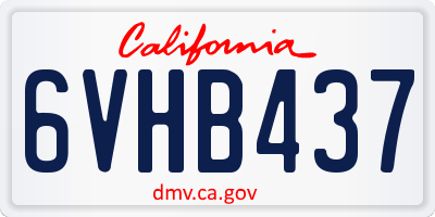 CA license plate 6VHB437