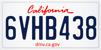 CA license plate 6VHB438