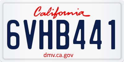 CA license plate 6VHB441