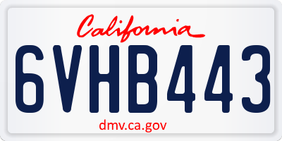 CA license plate 6VHB443