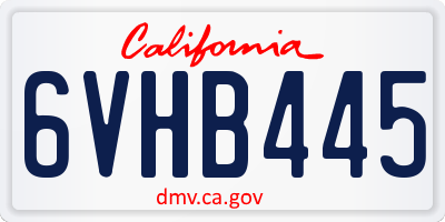 CA license plate 6VHB445
