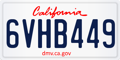 CA license plate 6VHB449